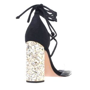 👣🐾PRIVILEGED🐾 Vike in Black sexy shoes unique heels w/Lace strap around leg